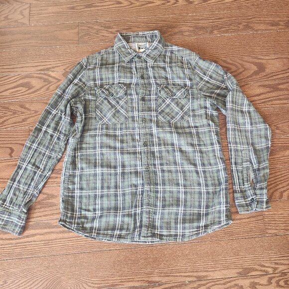 Converse One Star Men'S Plaid Flannel Green Shirt Size M Long Sleeve Button Up - Picture 1 of 9